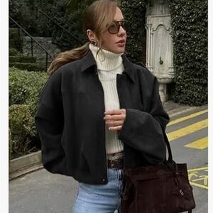 Trendy Faux Suede Bomber Jacket